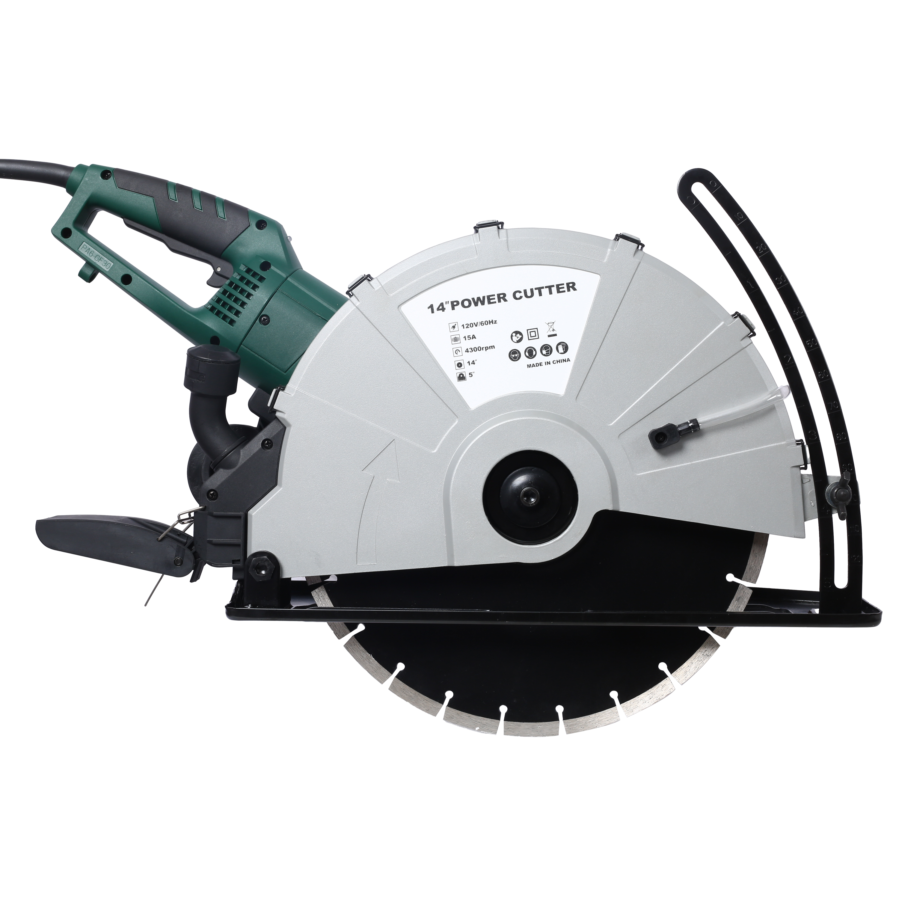Portable 14" Wet/Dry Electric Corded Circular Concrete Saw/Power Angle Cutter 2600W w/Water Line & Guide Roller (With Blade)ETL certificate.